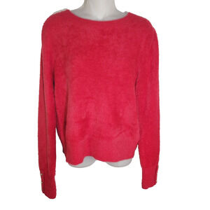Bailey 44 Sweater Women's Medium Red Soft Eyelash Pullover Studded Heart Cuff